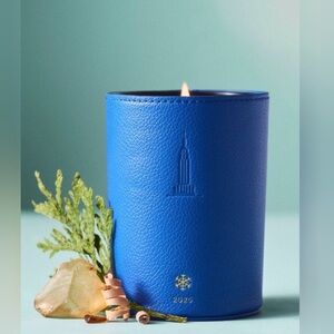 Anthropologie NYC Icon Embossed Woody Crisp Cedar Glass Candle NWT